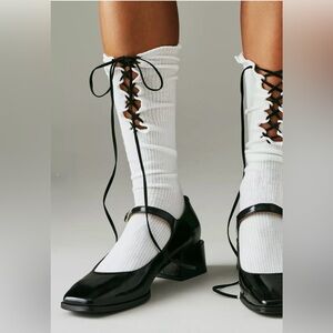 Maeve Anthropologie Black Leather Mary Jane Block Heel Size 40 9